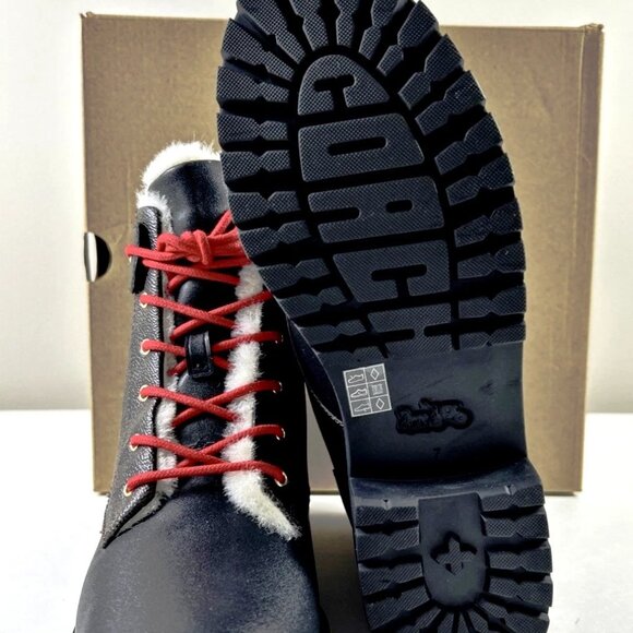 COACH Lorraine Sig Booties Womens 7.5 Black/Mahogany Chunky Heel Red Lace-up NIB - Picture 6 of 8